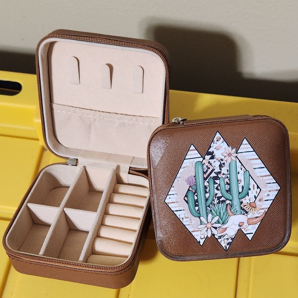 Leather Jewelry Box Organizer With Zipper